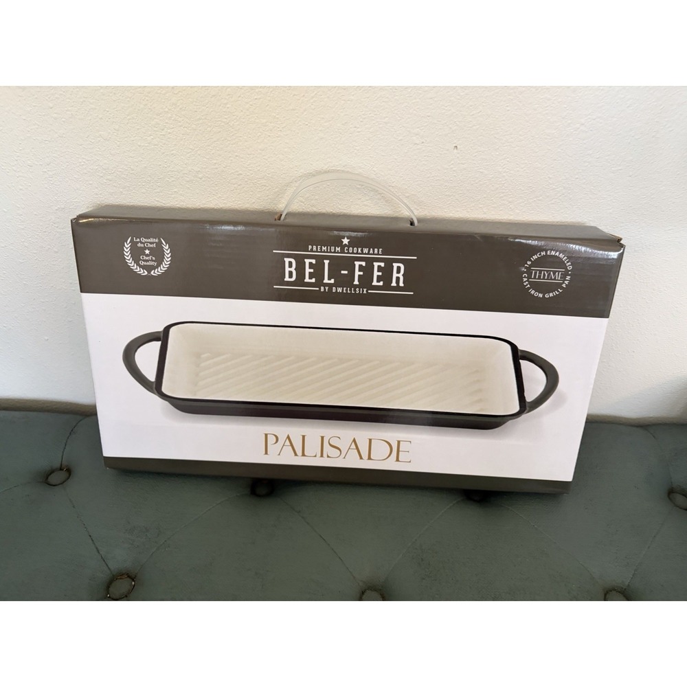 Bel-Fer Palisade 16" Enameled Cast Iron Grill Pan Dark Green New Low Tox Cooking